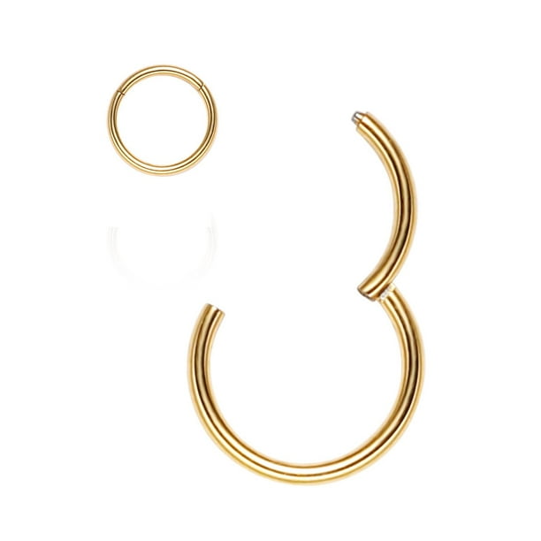 18K Rose Gold Plated 9 mm Filigree Solitaire Seamless Septum Hoop Ring 16 gauge 
